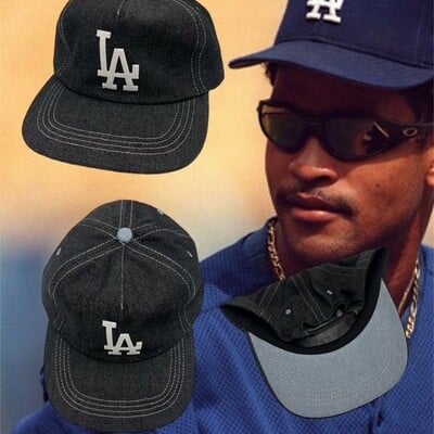 La dark denim felt stitched