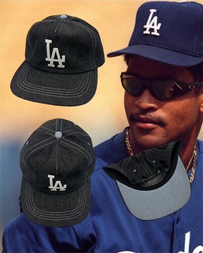 La dark denim felt stitched