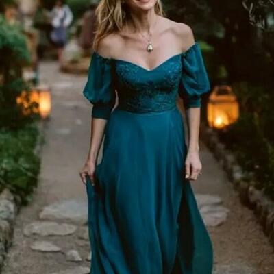 Plus size blue  mother of the bride/ groom dresses formal evening dress