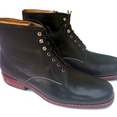 Crafted leather classic men black leather ankle high lace up dress boot