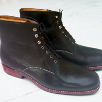 Crafted Leather Classic Men Black Leather Ankle High Lace up Dress Boot - Thumbnail 1