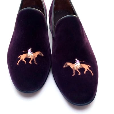 Crafted leather classic maroon velvet moccasin loafers dress shoes - Thumbnail 1