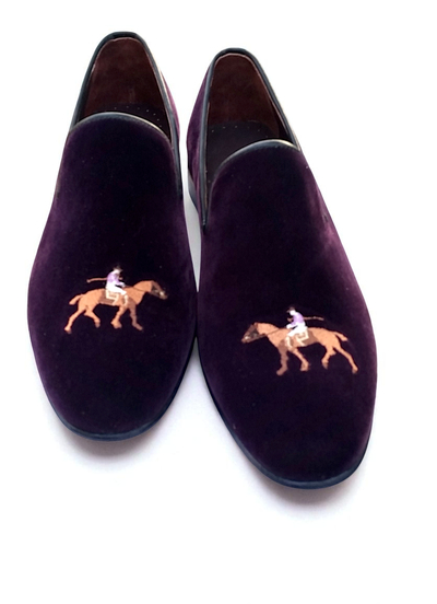 Crafted Leather Classic Maroon Velvet Moccasin Loafers Dress Shoes