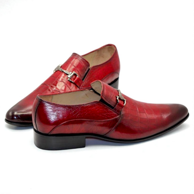 Crafted leather classic red crocodile/alligator leather loafers dress shoes - Thumbnail 2