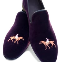 Crafted Leather Classic Maroon Velvet Moccasin Loafers Dress Shoes - Thumbnail 3