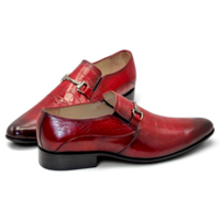 Crafted Leather Classic Red Crocodile/Alligator Leather Loafers Dress Shoes - Thumbnail 2
