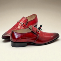 Crafted Leather Classic Red Crocodile/Alligator Leather Loafers Dress Shoes - Thumbnail 3