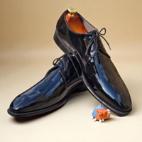 Crafted Leather Classic Men Black Patent Leather Oxford Lace up Dress Shoes - Thumbnail 3