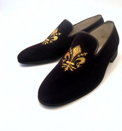 Crafted Leather Classic Black Velvet Loafers Dress Shoes