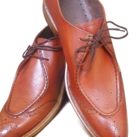 Crafted Leather Classic Brown Leather Oxford Dress Shoes - Thumbnail 1