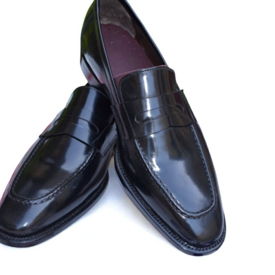 Crafted leather classic men black leather loafers dress shoes