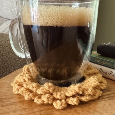 Crochet sunflower coaster set of two handmade by grandma