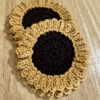 Crochet Sunflower Coaster Set of Two Handmade by Grandma - Thumbnail 3