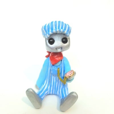 Train conductor robot resin art toy figure