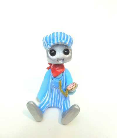 Train Conductor Robot Resin Art Toy Figure