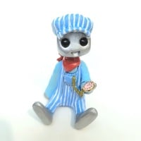 Train Conductor Robot Resin Art Toy Figure - Thumbnail 4
