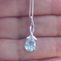BOXED GIFT/Blue Topaz Pendant 18" Sterling Silver Chain/Topaz Necklace/Topaz Jewellery/Topaz Jewelry/Topaz Jewelery/November Birthstone/UK - Thumbnail 3