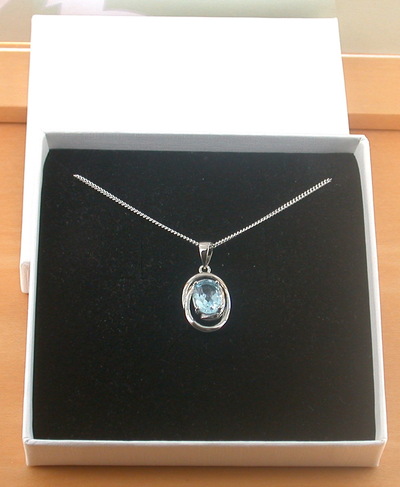 BOXED GIFT/Sterling Silver Blue Topaz Pendant & 18" Silver Chain/Sterling Silver Topaz Necklace/Topaz Jewellery/Topaz Jewelry/UK