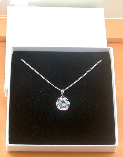 BOXED GIFT/Sterling Silver Blue Topaz Flower Pendant & Chain/Topaz Necklace/Blue Topaz Necklace/Topaz jewellery/UK