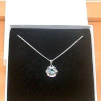 BOXED GIFT/Sterling Silver Blue Topaz Flower Pendant & Chain/Topaz Necklace/Blue Topaz Necklace/Topaz jewellery/UK - Thumbnail 6