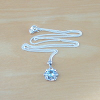 BOXED GIFT/Sterling Silver Blue Topaz Flower Pendant & Chain/Topaz Necklace/Blue Topaz Necklace/Topaz jewellery/UK - Thumbnail 3
