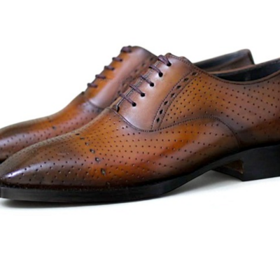 Crafted leather classic men brown leather dress shoes - Thumbnail 1