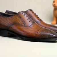 Crafted Leather Classic Men Brown Leather Dress Shoes - Thumbnail 3