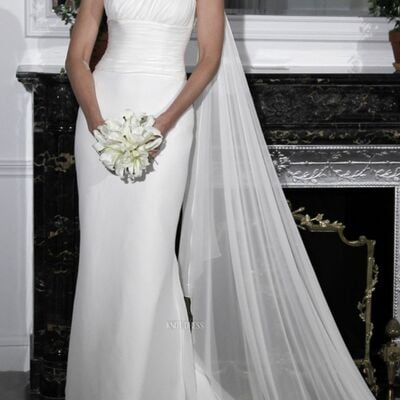 Simple wedding dress, one shoulder bridal dress bridal gown