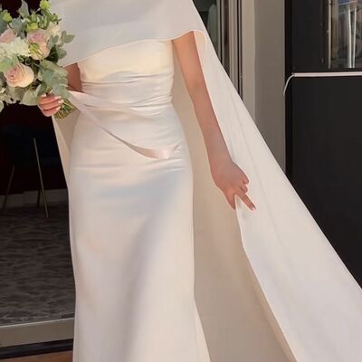 Mermaid wedding dress, simple bridal dress bridal gown