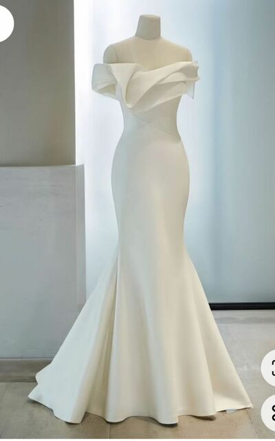 Simple Wedding Dress, Sheath Satin Bridal Dress Bridal Gown