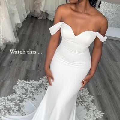 Mermaid wedding dress, simple lace bridal dress bridal gown