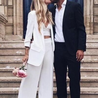 Elegant wedding jumpsuit, 3 pieces bridal jumpsuit bridal jumpsuit