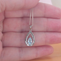 BOXED GIFT/Sterling Silver Blue Topaz Teardrop Pendant & Chain/Blue Topaz Necklace/Topaz Jewellery/Topaz Jewelry/November Birthstone/UK - Thumbnail 3