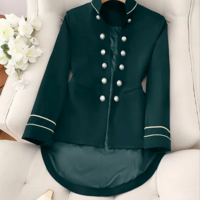 Women’s Chic Stand Collar Long Sleeve Jacket Blazer - Thumbnail 1