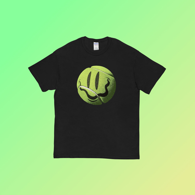 Smiley face tennis t shirt black