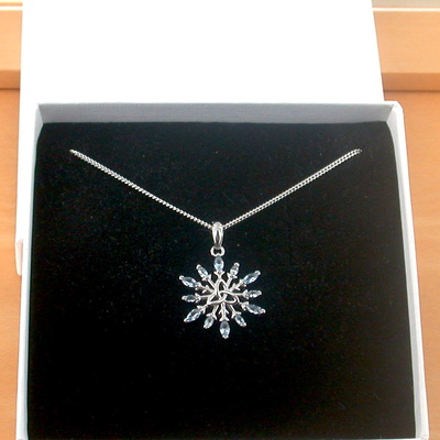 Boxed gift/sterling silver blue topaz triquetra pendant & chain/blue topaz triquetra necklace/topaz jewellery/topaz jewelry/uk