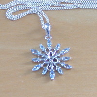 BOXED GIFT/Sterling Silver Blue Topaz Triquetra Pendant & Chain/Blue Topaz Triquetra Necklace/Topaz Jewellery/Topaz Jewelry/UK - Thumbnail 1