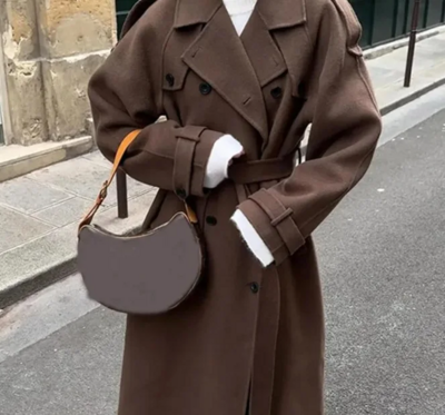 Classy Double Breasted Long Sleeve Women’s Woolen Coat