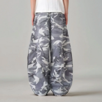 GRAY CAMO CURVED CARGO PANTS - Thumbnail 2