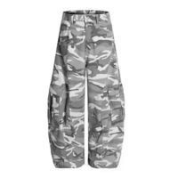 GRAY CAMO CURVED CARGO PANTS - Thumbnail 6