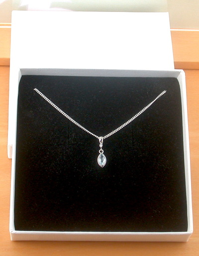 BOXED GIFT/Sterling Silver Blue Topaz Marquise Pendant & Chain/Blue Topaz Necklace/Topaz Necklace/Topaz Jewellery/Topaz Jewelry/UK