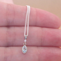 BOXED GIFT/Sterling Silver Blue Topaz Marquise Pendant & Chain/Blue Topaz Necklace/Topaz Necklace/Topaz Jewellery/Topaz Jewelry/UK - Thumbnail 4