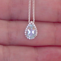 BOXED GIFT/Sterling Silver Blue Topaz & Cz Pendant & Chain/Blue Topaz Necklace/Topaz Jewellery/Topaz Jewelry/November Birthstone/UK - Thumbnail 4