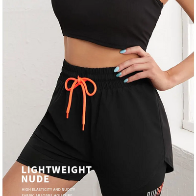 Women's high rise yoga shorts with elastic proximity control running shorts