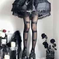 Buckle Tattoo Tights Pantyhose Stockings - Thumbnail 3