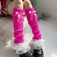 Lace Trim Leg Warmers Leg Sleeves - Thumbnail 5