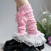 Lace Trim Leg Warmers Leg Sleeves - Thumbnail 1