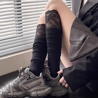 Lace Stitching Knee High Warm Socks Stockings - Thumbnail 7