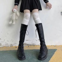 Lace Stitching Knee High Warm Socks Stockings - Thumbnail 5
