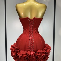 V-Neck Backless Cross Pleated Evening Gown – Three-Dimensional Flower Design - Thumbnail 4
